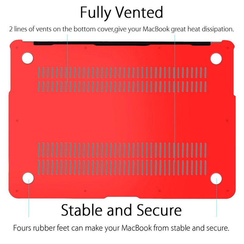 UESWILL Smooth Matte Hard Shell Case Cover Compatible with MacBook Air 11 inch (Model A1370 / A1465) + Microfibre Cleaning Cloth, Red - Image 5